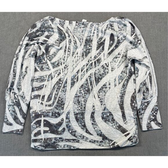 Y2K Sequin Print Ruched Top American Rag Women 1X Gray Glam Club Streetwear - Picture 7 of 9